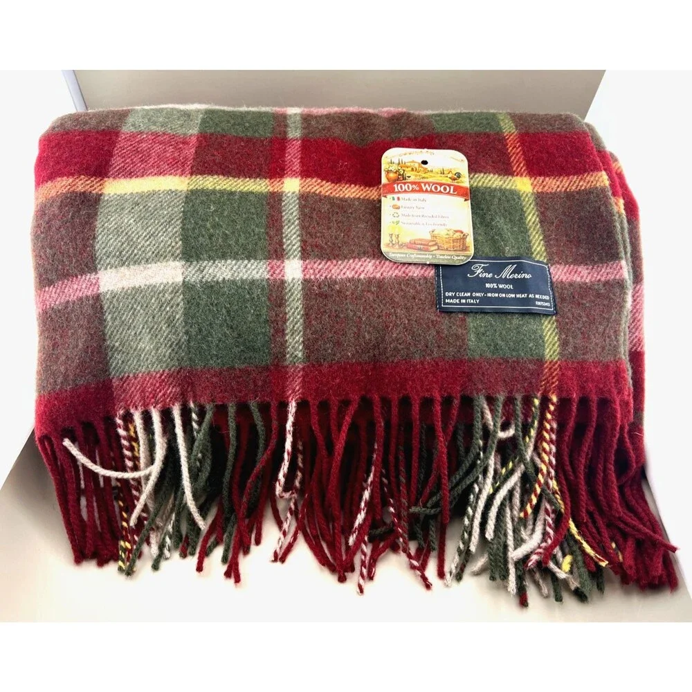NWT Linea Emmeti 100% Fine Merino Wool Throw Blanket 51